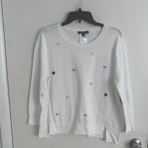 CHARLIE B White Top with Colorful Heart Accents
